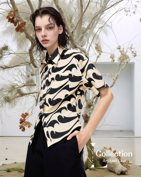 Wave Pattern Short Sleeve Shirt